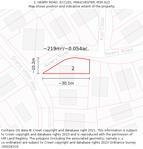 2, NEWRY ROAD, ECCLES, MANCHESTER, M30 0LD: Plot and title map