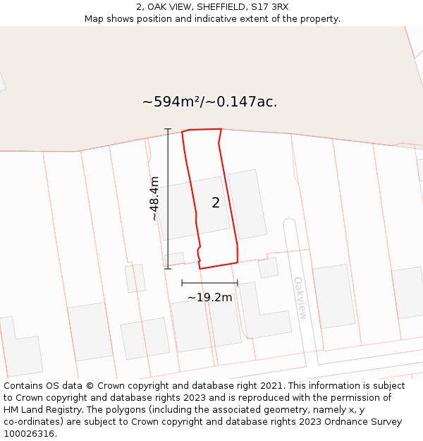 2, OAK VIEW, SHEFFIELD, S17 3RX: Plot and title map