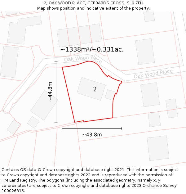 2, OAK WOOD PLACE, GERRARDS CROSS, SL9 7FH: Plot and title map