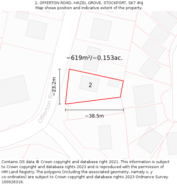 2, OFFERTON ROAD, HAZEL GROVE, STOCKPORT, SK7 4NJ: Plot and title map