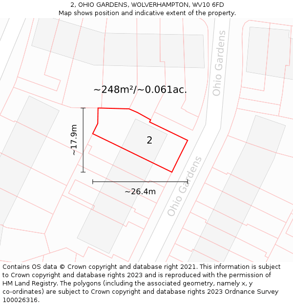 2, OHIO GARDENS, WOLVERHAMPTON, WV10 6FD: Plot and title map