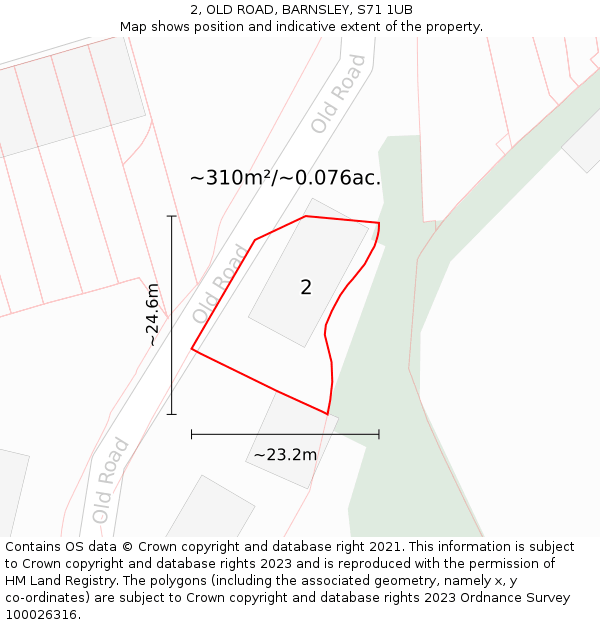 2, OLD ROAD, BARNSLEY, S71 1UB: Plot and title map