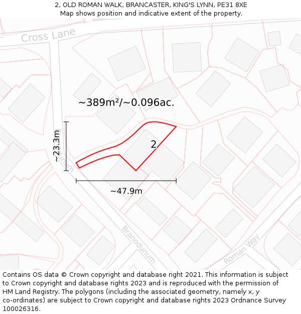 2, OLD ROMAN WALK, BRANCASTER, KING'S LYNN, PE31 8XE: Plot and title map