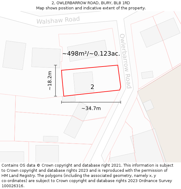 2, OWLERBARROW ROAD, BURY, BL8 1RD: Plot and title map