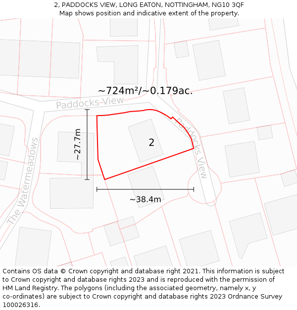 2, PADDOCKS VIEW, LONG EATON, NOTTINGHAM, NG10 3QF: Plot and title map