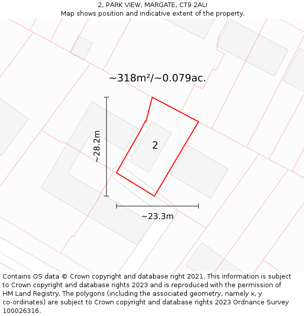 2, PARK VIEW, MARGATE, CT9 2AU: Plot and title map