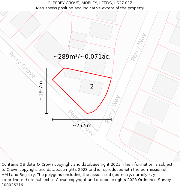 2, PERRY GROVE, MORLEY, LEEDS, LS27 0FZ: Plot and title map