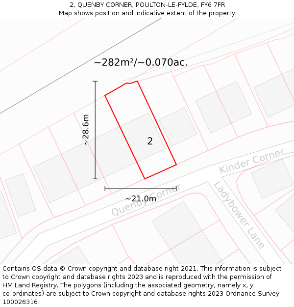 2, QUENBY CORNER, POULTON-LE-FYLDE, FY6 7FR: Plot and title map