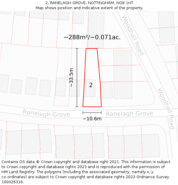 2, RANELAGH GROVE, NOTTINGHAM, NG8 1HT: Plot and title map