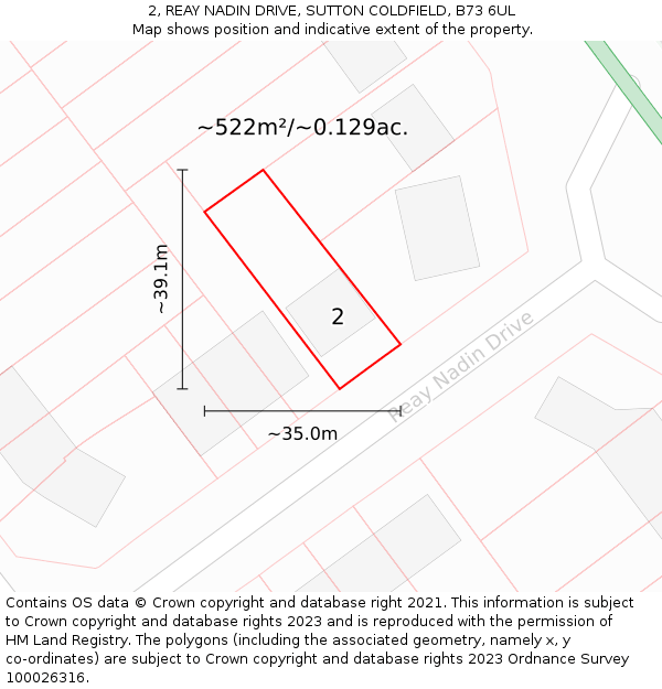 2, REAY NADIN DRIVE, SUTTON COLDFIELD, B73 6UL: Plot and title map