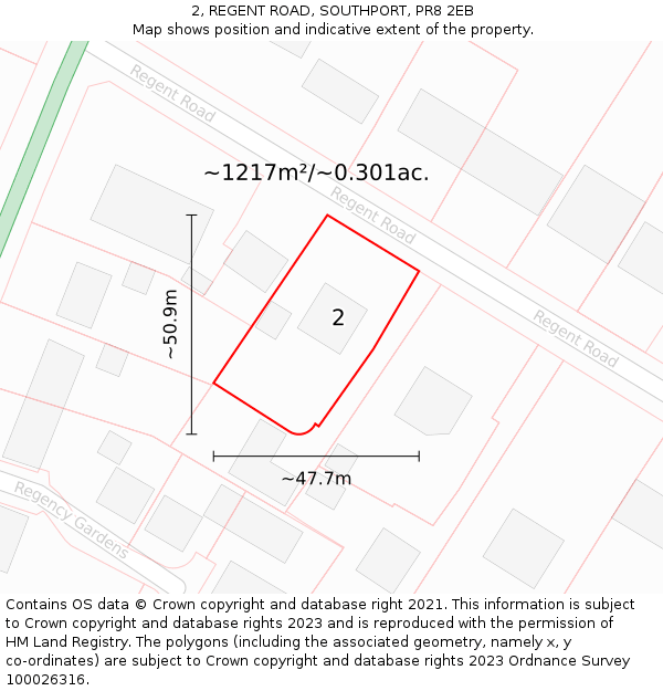 2, REGENT ROAD, SOUTHPORT, PR8 2EB: Plot and title map