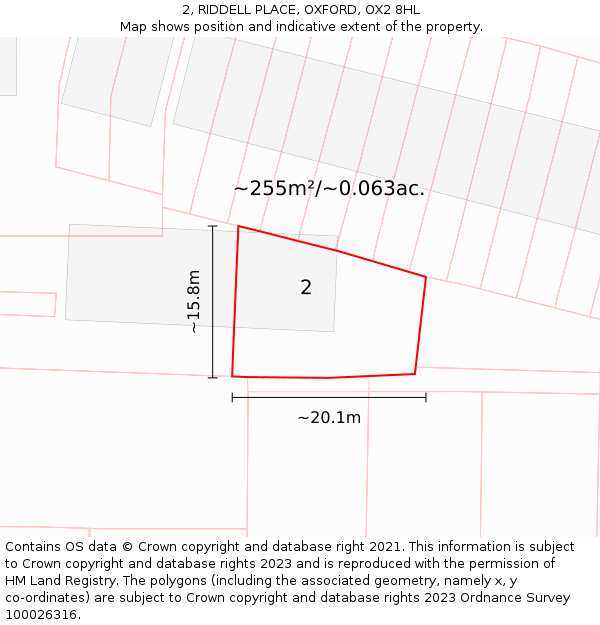 2, RIDDELL PLACE, OXFORD, OX2 8HL: Plot and title map