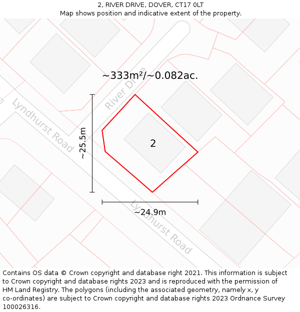 2, RIVER DRIVE, DOVER, CT17 0LT: Plot and title map