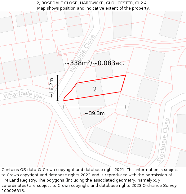 2, ROSEDALE CLOSE, HARDWICKE, GLOUCESTER, GL2 4JL: Plot and title map