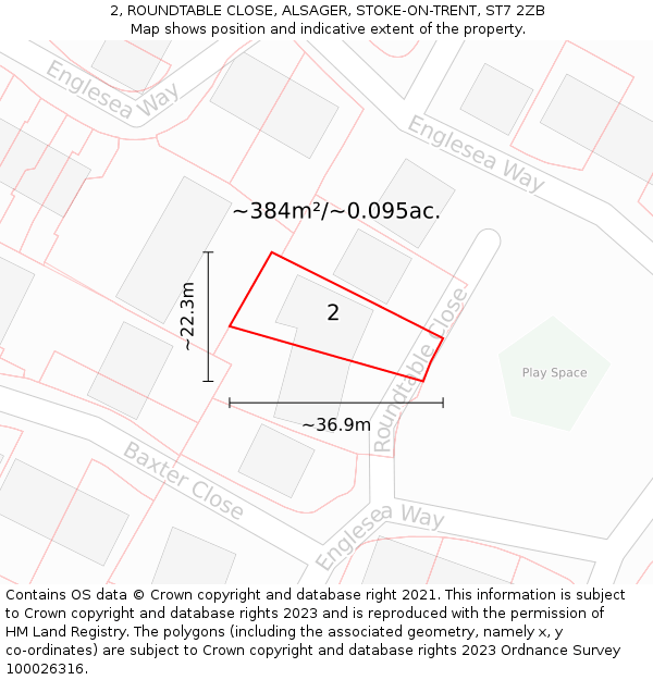 2, ROUNDTABLE CLOSE, ALSAGER, STOKE-ON-TRENT, ST7 2ZB: Plot and title map