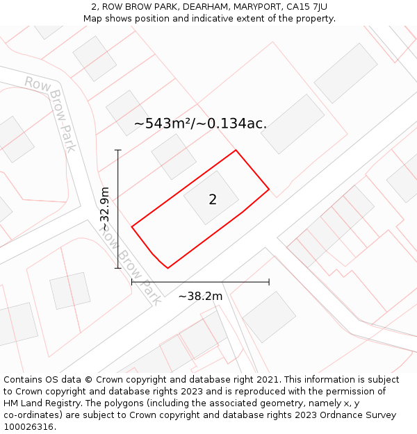 2, ROW BROW PARK, DEARHAM, MARYPORT, CA15 7JU: Plot and title map