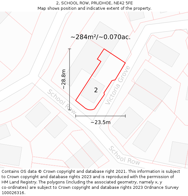 2, SCHOOL ROW, PRUDHOE, NE42 5FE: Plot and title map