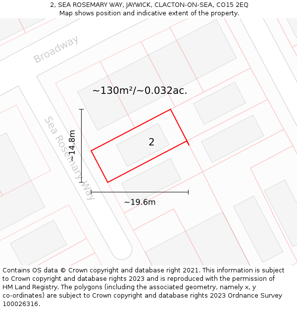 2, SEA ROSEMARY WAY, JAYWICK, CLACTON-ON-SEA, CO15 2EQ: Plot and title map