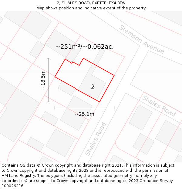 2, SHALES ROAD, EXETER, EX4 8FW: Plot and title map