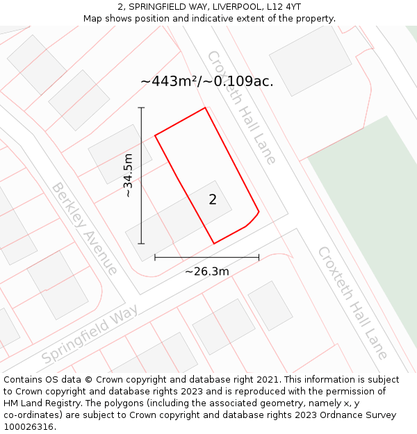 2, SPRINGFIELD WAY, LIVERPOOL, L12 4YT: Plot and title map