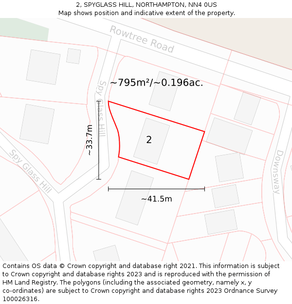 2, SPYGLASS HILL, NORTHAMPTON, NN4 0US: Plot and title map