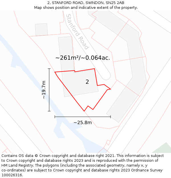 2, STANFORD ROAD, SWINDON, SN25 2AB: Plot and title map