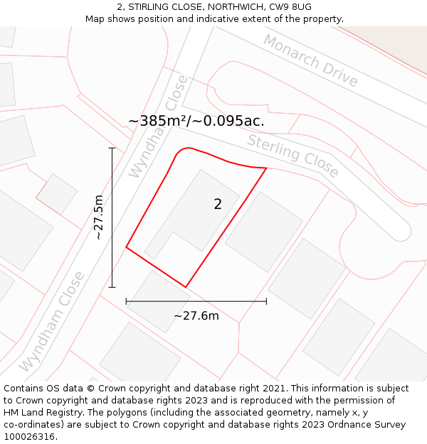 2, STIRLING CLOSE, NORTHWICH, CW9 8UG: Plot and title map