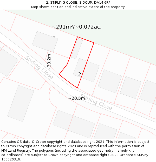 2, STIRLING CLOSE, SIDCUP, DA14 6RP: Plot and title map