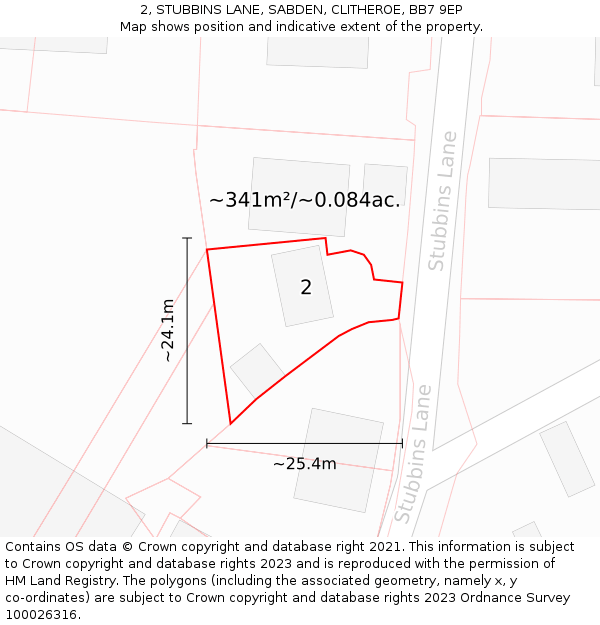 2, STUBBINS LANE, SABDEN, CLITHEROE, BB7 9EP: Plot and title map