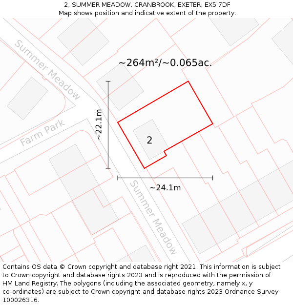 2, SUMMER MEADOW, CRANBROOK, EXETER, EX5 7DF: Plot and title map