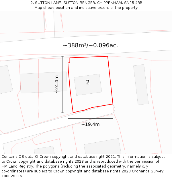 2, SUTTON LANE, SUTTON BENGER, CHIPPENHAM, SN15 4RR: Plot and title map