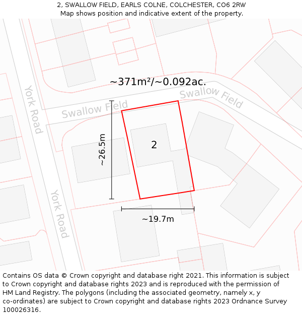 2, SWALLOW FIELD, EARLS COLNE, COLCHESTER, CO6 2RW: Plot and title map