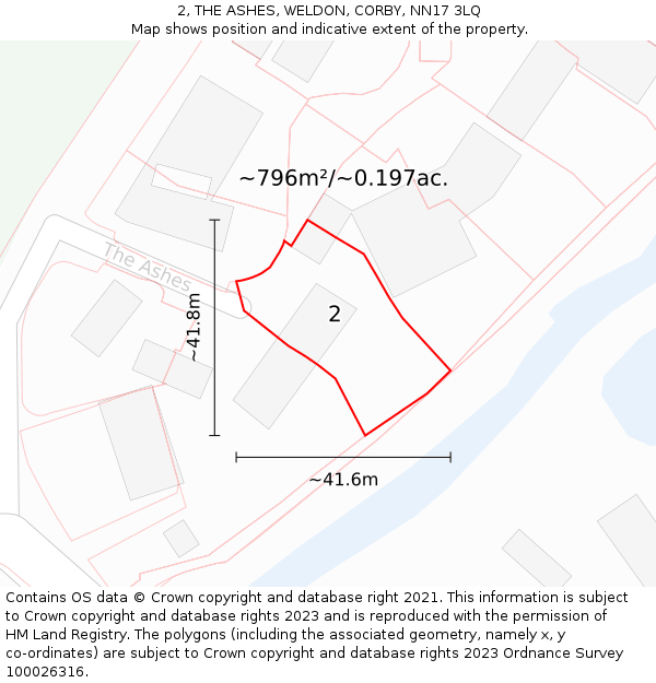 2, THE ASHES, WELDON, CORBY, NN17 3LQ: Plot and title map