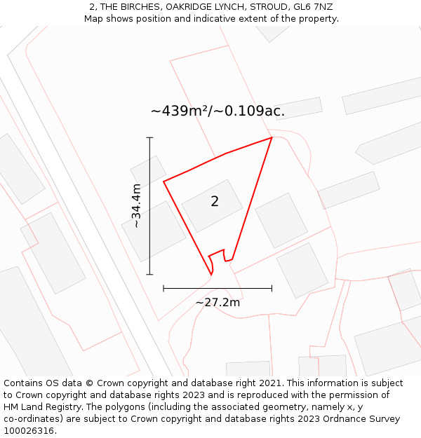 2, THE BIRCHES, OAKRIDGE LYNCH, STROUD, GL6 7NZ: Plot and title map