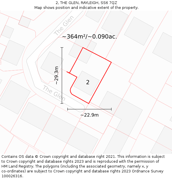 2, THE GLEN, RAYLEIGH, SS6 7QZ: Plot and title map