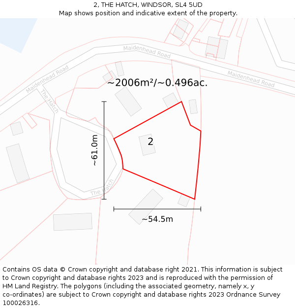 2, THE HATCH, WINDSOR, SL4 5UD: Plot and title map