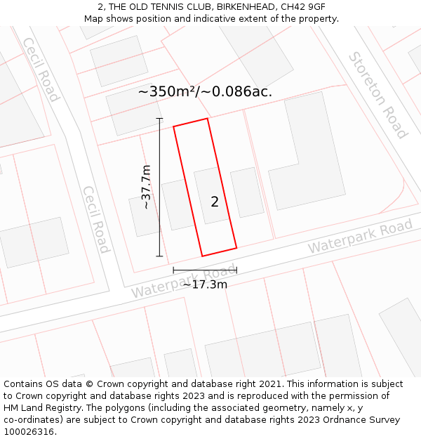 2, THE OLD TENNIS CLUB, BIRKENHEAD, CH42 9GF: Plot and title map