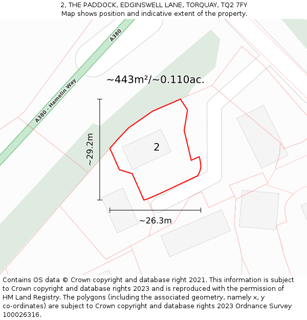 2, THE PADDOCK, EDGINSWELL LANE, TORQUAY, TQ2 7FY: Plot and title map