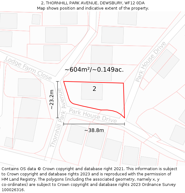 2, THORNHILL PARK AVENUE, DEWSBURY, WF12 0DA: Plot and title map