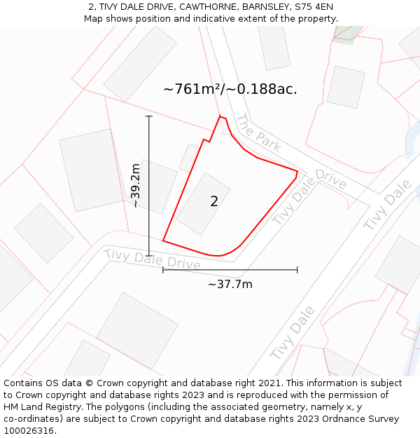 2, TIVY DALE DRIVE, CAWTHORNE, BARNSLEY, S75 4EN: Plot and title map