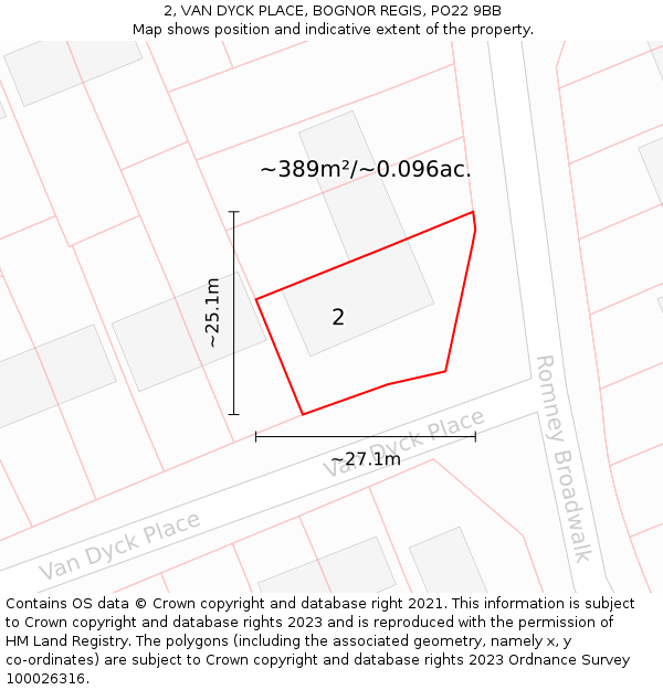 2, VAN DYCK PLACE, BOGNOR REGIS, PO22 9BB: Plot and title map