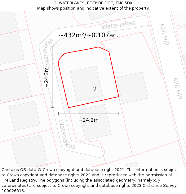 2, WATERLAKES, EDENBRIDGE, TN8 5BX: Plot and title map