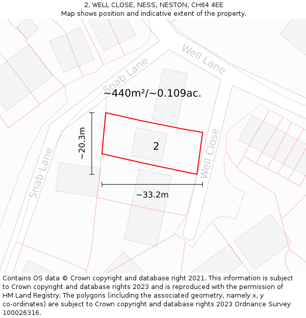 2, WELL CLOSE, NESS, NESTON, CH64 4EE: Plot and title map