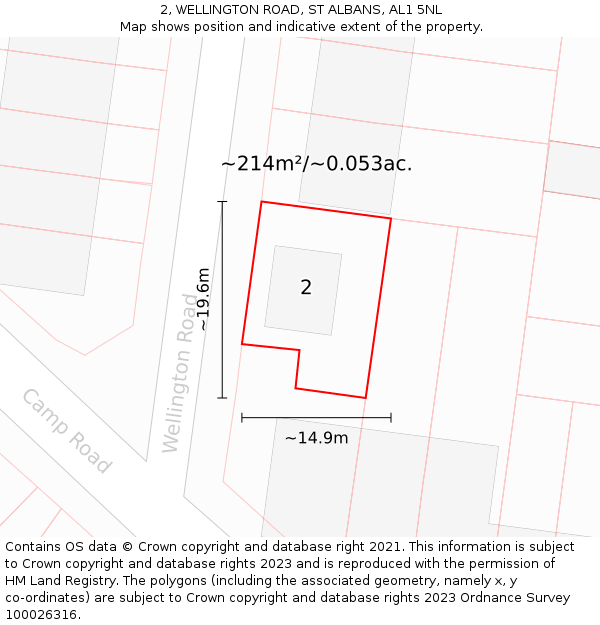 2, WELLINGTON ROAD, ST ALBANS, AL1 5NL: Plot and title map