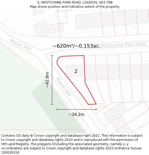 2, WESTCOMBE PARK ROAD, LONDON, SE3 7RB: Plot and title map