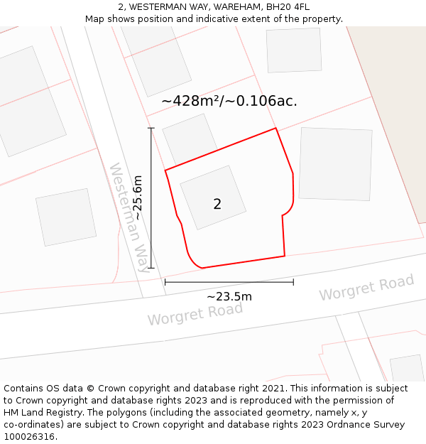 2, WESTERMAN WAY, WAREHAM, BH20 4FL: Plot and title map