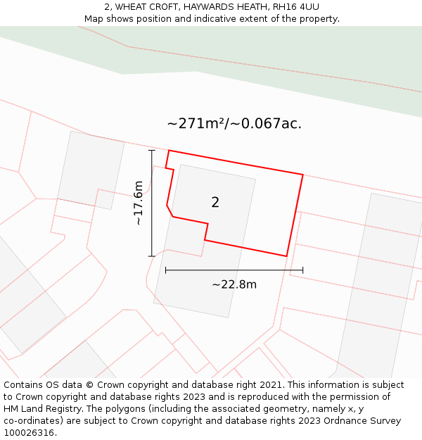 2, WHEAT CROFT, HAYWARDS HEATH, RH16 4UU: Plot and title map
