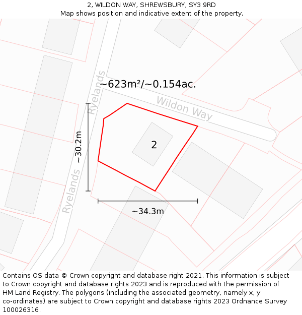 2, WILDON WAY, SHREWSBURY, SY3 9RD: Plot and title map