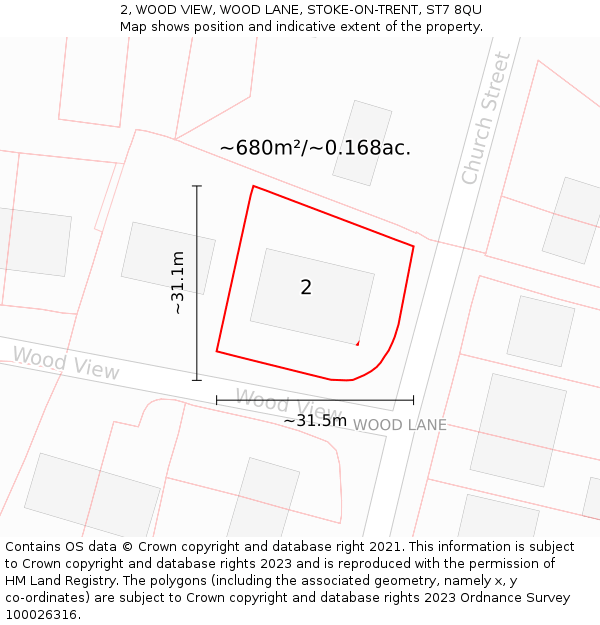 2, WOOD VIEW, WOOD LANE, STOKE-ON-TRENT, ST7 8QU: Plot and title map