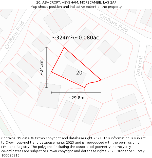 20, ASHCROFT, HEYSHAM, MORECAMBE, LA3 2AP: Plot and title map